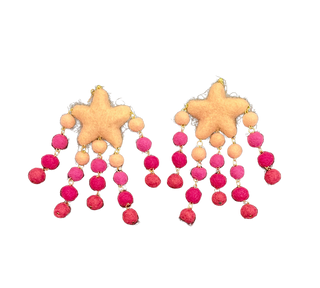 Pink Shooting Star Felt Earring