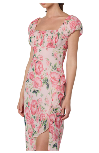 Florence Floral Puff Sleeve Midi Dress
