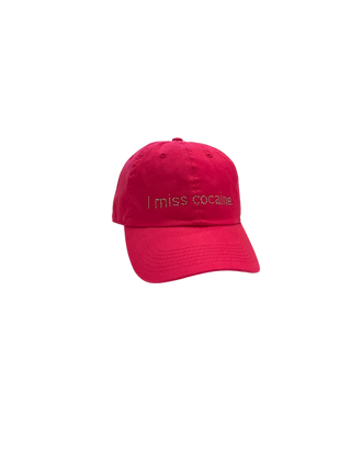 Pink I Miss Cocaine rhinestone adjustable cap