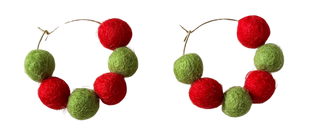 Christmas Felt Ball Hoop Earring