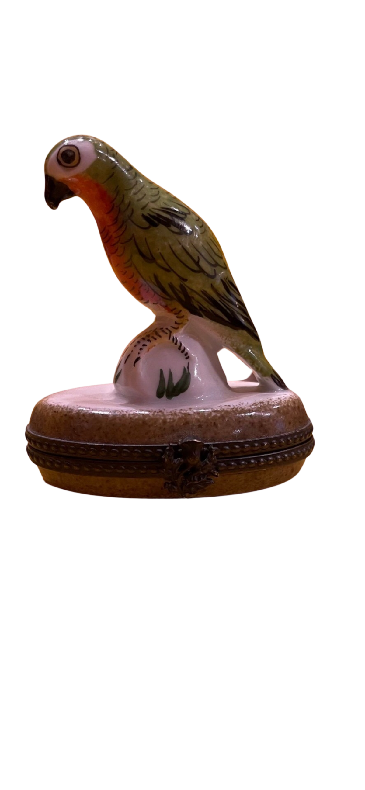 Vintage Limoges Green Parrot Trinket Box House of Kellogg