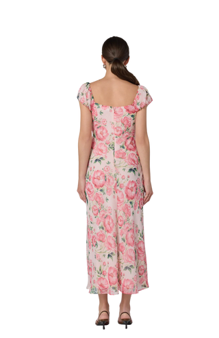 Florence Floral Puff Sleeve Midi Dress
