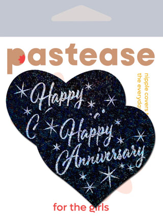 'Happy Anniversary' Heart Nipple Pasties - One Size