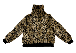 Vintage Banana Republic Faux Fur Leopard Bomber Jacket - Size XL