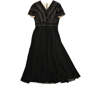 Vintage Vallirana Costura Balck Velvet Bodice Dress - Size Large