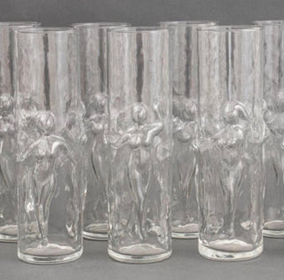 Vintage Libbey La Femme and La Homme Highball Glassess - Set of 6
