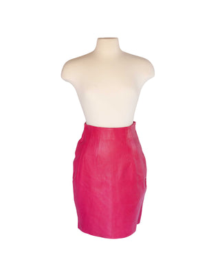 Vintage Pink Leather Skirt - Size 10