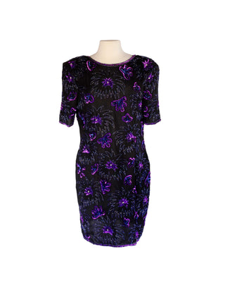 Vintage Royal Feelings Sequin Beaded Dress - Size Large