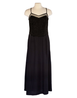 Vintage Lawrence Kazar Beaded Spaghetti Strap Dress - Size Large