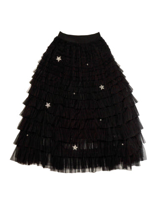 Tulle Skirt with Stars - Black