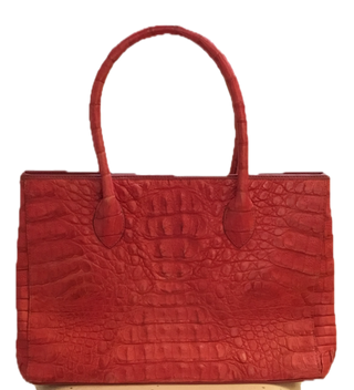 Pink Hornback Crocodile Handbag