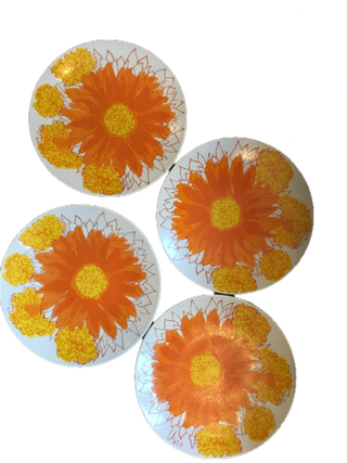 Set of 4 Vintage Vera for Mikasa Marigolds Dinner Plates