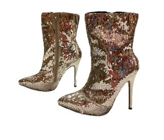 Chase & Chloe silver sequin stiletto boots Size 7