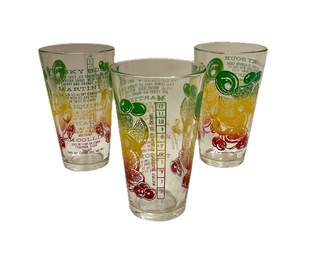 Vintage 50s Federal "MR BARTENDER" Cocktail Glass Shaker Recipe Fruit Barware