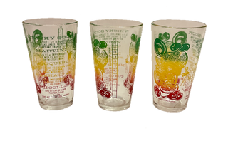Vintage 50s Federal "MR BARTENDER" Cocktail Glass Shaker Recipe Fruit Barware