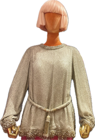 Boho Glam Silver & Gold Tinsel Top: Size Large