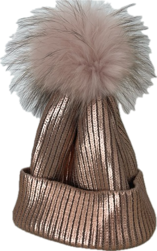 Adrienne Landau Metallic Rose Gold Hat