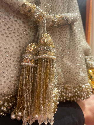 Boho Glam Silver & Gold Tinsel Top: Size Large