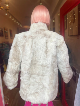 Vintage Cream Rabbit Fur Coat: Size Large