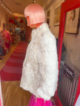 Vintage Cream Rabbit Fur Coat: Size Large