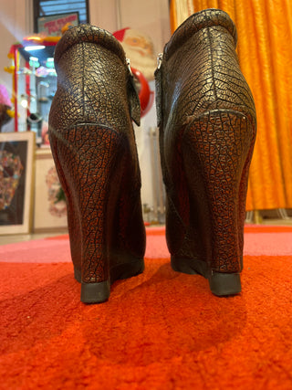 Camilla Skovgaard Bronze Wedge Boots: Size 8