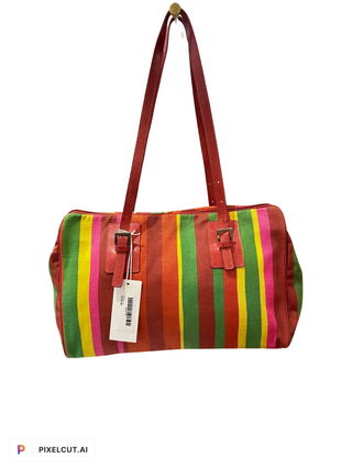 Dolce and Gabbana Canvas Striped Shoulder Bag