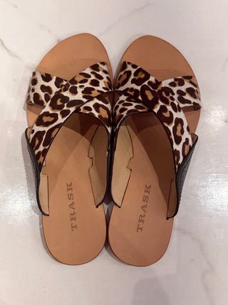 Trask White Leopard Sandals - Size 8