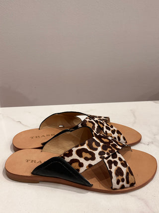 Trask White Leopard Sandals - Size 8