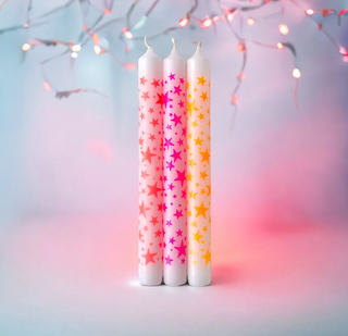 Set of 3 Dip Dye Candles: X-Mas Stars