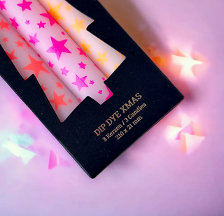 Set of 3 Dip Dye Candles: X-Mas Stars