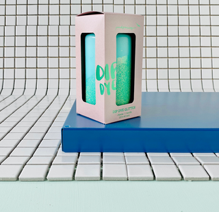 Dip Dye Glitter Candle Pillar: Mint