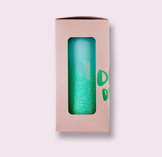 Dip Dye Glitter Candle Pillar: Mint