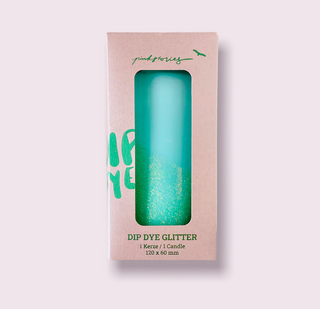 Dip Dye Glitter Candle Pillar: Mint
