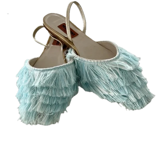 Vintage Blue Fuzzy Flats - Size 38