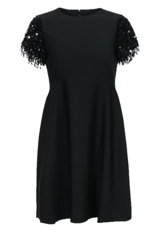 Kate Spade NWT black swing dress with sequin fringe
