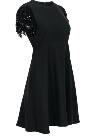Kate Spade NWT black swing dress with sequin fringe