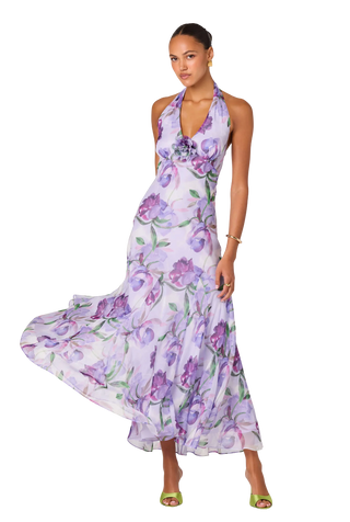 Yasmeen Floral Halter Godet Maxi Dress