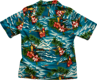 Vintage Men's Hawaiian Shirt Blue - Size Small
