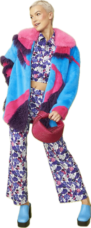 Handmade Bamboo Faux Fur Midi Coat - Size S/M
