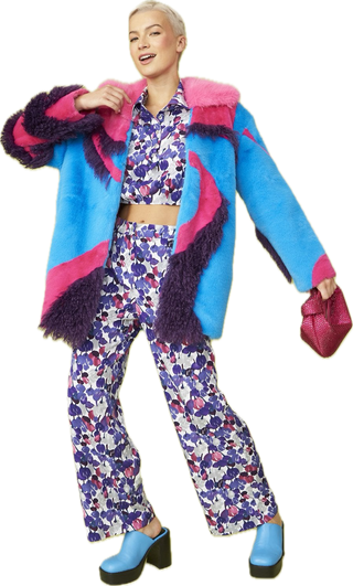 Handmade Bamboo Faux Fur Midi Coat - Size S/M