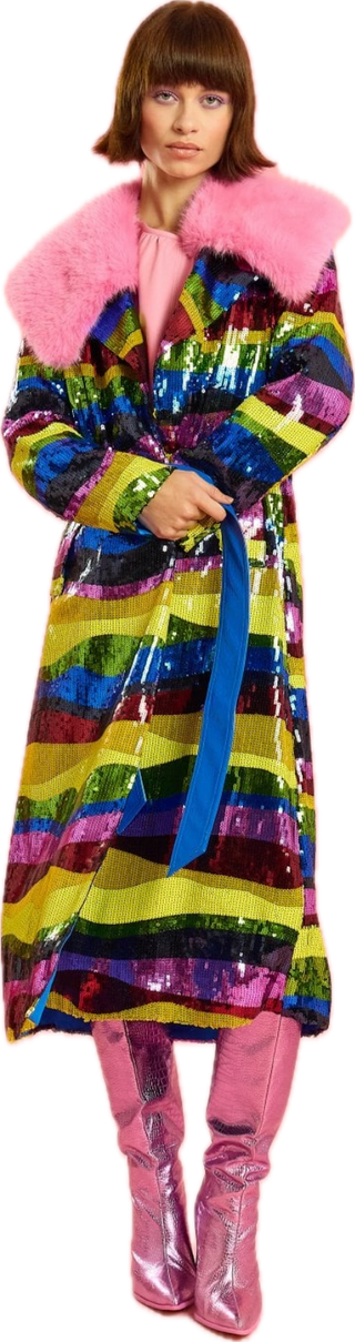 Multli-Colored Sequin Trench Coat - One Size