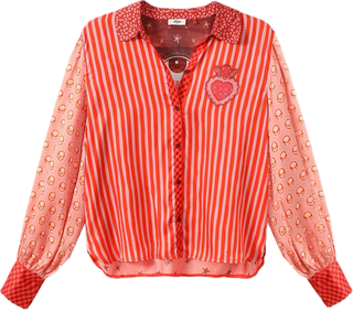 Sola Red Aura Puff-Sleeve Shirt