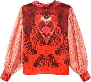 Sola Red Aura Puff-Sleeve Shirt