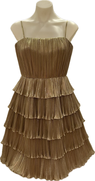 Vintage Zac Posen Metallic Pleated Mini Dress - Size 4