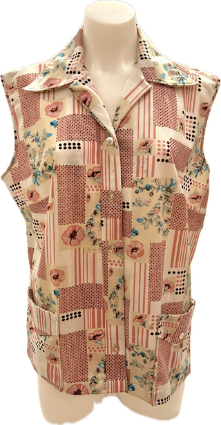 1960's Pink Patchwork Patterned Vest - Size Large
