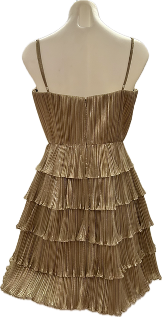 Vintage Zac Posen Metallic Pleated Mini Dress - Size 4