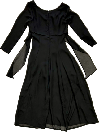 Vintage Hermes Govantes Sheer Black Chiffon Evening Dress - Size Medium