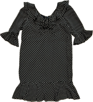 Vintage Black & White Polka Dot Ruffle Dress - Size Extra Large