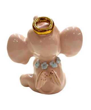 Vintage Pink Elephant Sculpture with Wings
