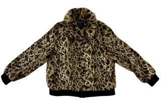 Vintage Banana Republic Faux Fur Leopard Bomber Jacket - Size XL